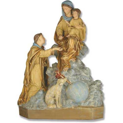 3 Ft High Realistic Saint Dominic, Mother, Child, Dog Religious Statue