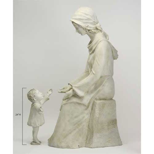 Seated Mother Mary And Baby Jesus Outdoor Religious Statue 57" H Garden Decor