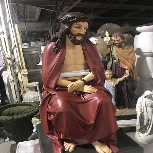 4 Ft Seated Jesus Christ Indoor Religious Statue Realistic