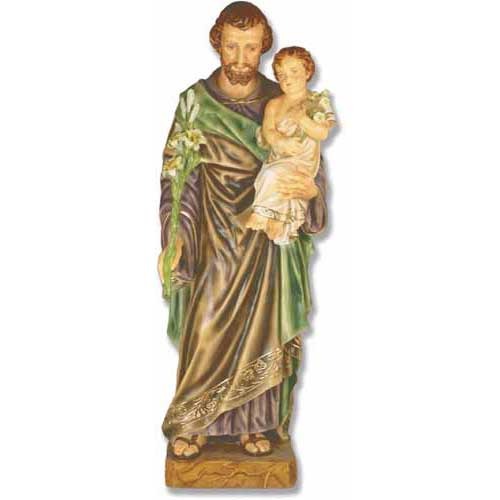 3 Ft High Realistic Saint Joseph & Jesus Child with Cross Religious Statue