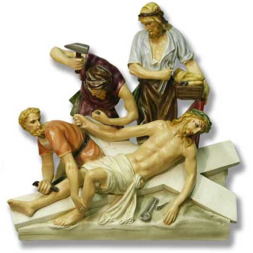 Jesus Is Nailed To Cross Station # 11 Stations of the Cross Statue Via Crucis