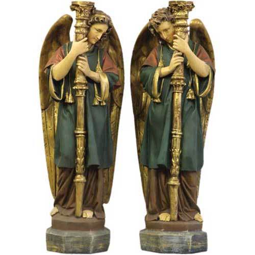 Majestic Guardian Angel-Right Outdoor Statue 52" H